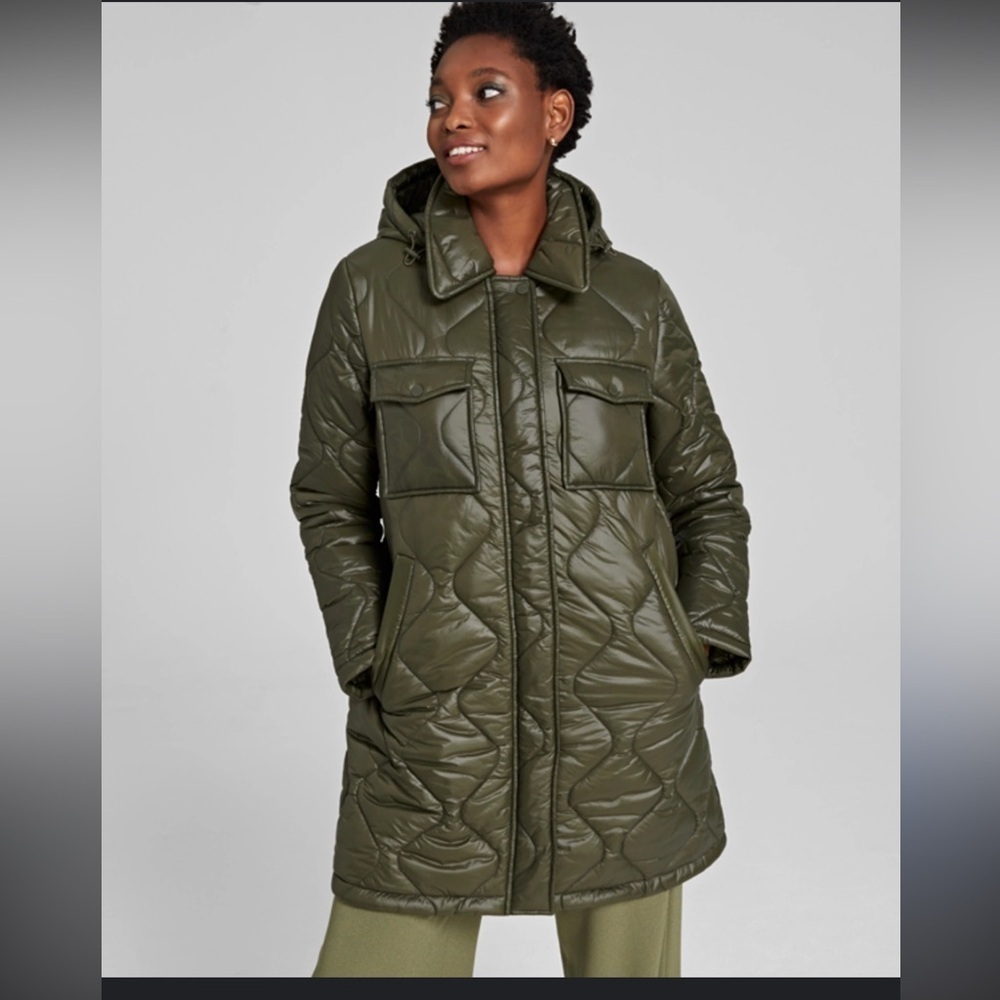Calvin Klein Women's Quilted Olive Puffer Coat New